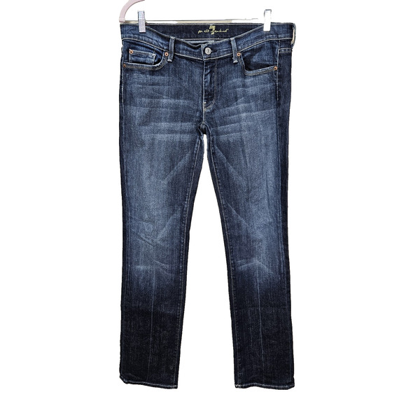 7 For All Mankind Y2K Vintage Womens 32 Jeans Low Rise Straight Leg Blue Denim - Picture 5 of 16